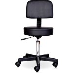 Tabouret massage  roulettes rglable en hauteur pivotant avec dossier ergonomique noir