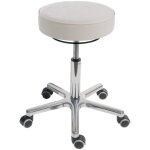 Tabouret pivotant � roulettes hauteur d'assise 540 - 720 mm, similicuir rembourr� blanc, forme ergonomique, ...