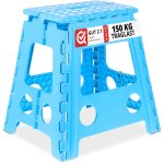 Tabouret pliable, antidrapant, 120 kg de capacit de charge, poigne, hxlxp 39 x 38, 5 x 32 cm, bleu ...