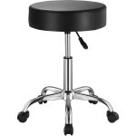 Tabouret � roulettes, capacit� de 450 lb, rond, r�glable en hauteur, cuir pu �pais, pour salon, spa, ...