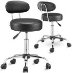 Tabouret � roulettes avec dossier confortable pivotable 360� r�glable en hauteur avec repose - pieds ...