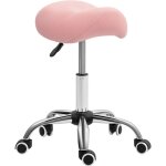 Tabouret � roulettes - homcom - hauteur r�glable 49 - 61 cm et selle ergonomique - polyur�thane et m�tal ...