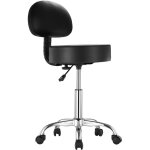 Tabouret � roulettes avec support dorsal et roulettes, capacit� de 450 lb, hauteur r�glable, cuir pu ...