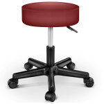 Tresko tabouret de travail bordeaux tabouret  roulettes sige pivotant par 360 rembourrage de 10 cm ...