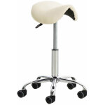 Tabouret de travail avec roulette en synthtique crme tabo10011