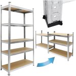 Tagre de rangement - 200x100x50 cm - charge lourde jusqu' 750 kg - en mtal galvanis - 5 panneaux ...