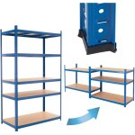 Tagre de rangement - 200x100x50 cm - capacit max. 875 kg - 5 tablettes mdf - rayonnage mtallique bleu ...