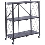 Tag�re de rangement � 3 niveaux pliable et roues catterhouse kim 84 - 71, 5x36x84 cm charge lourde 120 ...