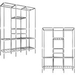 Eyepower - tagre de rangement modulaire xl 178x128x44, 5cm avec 2 portants argent