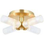 Talo plafonnier semi - encastr� en verre � bras multiples pour salle de bain, plaque en laiton satin�, ...