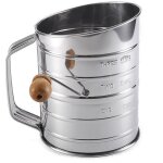 Tamis � farine � manivelle rotatif en acier inoxydable, poign�e en plastique � manivelle, mesure estamp�e, ...