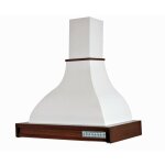 Taormina hotte de cuisine rustique blanche avec cadre en bois incrust� couleur tabac 90 cm