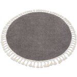 Tapis berber 9000 cercle marron franges berbre marocain shaggy brown cercle 120 cm