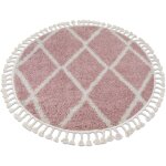 Rugsx - tapis berber troik a0010 cercle rose et blanc franges berbre marocain shaggy pink cercle 120 ...