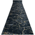 Tapis de couloir antid�rapant lotus galactic 9523 marbre noir / l'or lavable 80cm black 80x500 cm