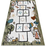 Rugsx - tapis fun hop pour enfants, la marelle, animaux vert green 160x220 cm