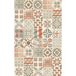 Tapis vinyle - carreaux de ciment - rouge brique - 100 x 160 cm