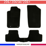 Tapis de voiture - sur mesure pour 206 / 206 sw / 206 + (1998 - 2013) - 3 pi�ces - tapis de sol antid�rapant ...