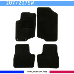 Tapis de voiture - sur mesure pour 207 / 207 sw / 207 + (2006 - 2014) - 4 pi�ces - tapis de sol antid�rapant ...