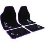 Tapis de voiture universel lot de 4, tapis avec broderie papillon, tapis de sol pour voiture en tissu, ...