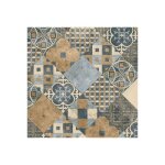 Sol pvc textile carreaux art d�co marron et bleu - rouleau de 3m x 5m