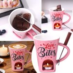 Tasse de fondue au chocolat en c�ramique, 200ml tasse fondue chocolat rose, pot � cho - colat fondant ...
