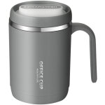 Tasse isotherme en acier inoxydable 304 grande capacit� avec couvercle et poign�e gris