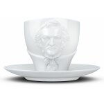 Tasse richard wagner avec sous tasse en porcelaine blanche