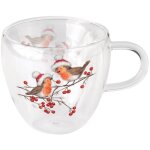 Tasse � th� en verre double paroi rouges - gorges de no�l