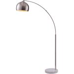 Teamson home - lampadaire arquer arc lampe de salon abat - jour nickel blanc argent pied marbre vn - ...