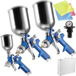 3 pistolets  peinture hvlp (buse de 0, 8 / 1, 3 / 1, 7mm) avec accessoires y compris chiffons en microfibres ...