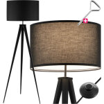 Tectake - lampadaire lunaris, abat - jour en tissu, tr�pied -
