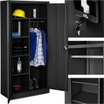 Tectake - vestiaire en m�tal en acier l�qu� �poxy avec 2 portes battantes renforc�es 180 x 80 x 40 cm ...