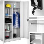 Tectake - vestiaire en m�tal en acier l�qu� �poxy avec 2 portes battantes renforc�es 180 x 80 x 40 cm ...