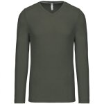 Tee - shirt de travail col v manches longues kariban 100% coton kaki fonc 3xl
