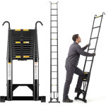 Teeno �chelle t�lescopique pliable en aluminium, 6, 2 m, escabeau telescopique pliable avec 2 et crochets ...