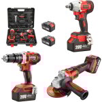 Teeno - perceuses combi - kit cl� � chocs sans fil brushless + perceuse a percussion + meuleuse d'angle ...