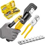 Teeno pince � sertir hydraulique 10t et coupe - c�ble, kit avec 9 matrices, 12 � 2 / 0 awg, pince � sertir ...