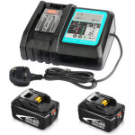Teetok - batteries pour outils �lectriques, 2 batteries li - ion 5500mah + chargeur rapide dc18rc 14, ...
