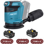 Teetok - ponceuse orbitale al�atoire sans fil, sans balais, ponceuse 18v � 125mm, compatible avec la ...