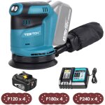 Teetok - ponceuse orbitale al�atoire sans fil, sans balais, ponceuse 18v � 125mm, compatible avec la ...