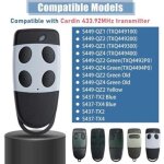 T�l�commandes de porte de garage cardin s449 qz4 et s449 qz2, compatibles avec la bande 433, 92 mhz, ...