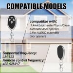Cette t�l�commande de porte de garage en deux parties et � 4 canaux est compatible avec l'�metteur aleko ...