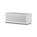 Meuble tv bois blanc et verre axel 120 cm