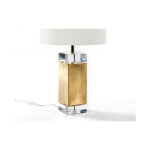 Les tendances - pied de lampe m�tal dor� et acrylique vera h 50 cm