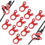 Tendeur de corde, 12 pi�ces, alliage d'aluminium, rouge, pour tente, camping, randonn�e - lntyq
