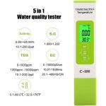 Testeur de qualit� d'eau de mer num�rique 5 en 1 portable sg / salinit� / temp�rature / tds / ec pour ...
