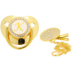 T�tine b�b� or 26 lettres design courb� mat�riaux sains s�curis�s avec pince pour enfants 6 � 18 mois ...