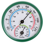 Th103b mini thermom�tre hygrom�tre int�rieur vert - bo�tier aluminium cadran transparent 5. 5cm, sans ...