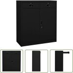 The living store armoire de bureau noir 90x40x102 cm acier - armoire de bureau - classeur - rangement ...